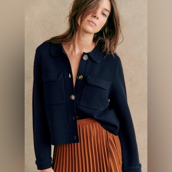 Sezane Betty Cardigan Crochet Navy - Picture 2 of 10